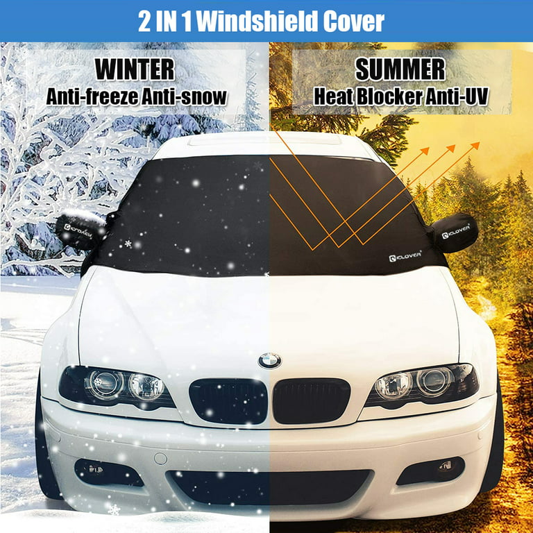 FrostGuard Rear Windshield Cover for Ice and Snow, for Sedans - Rear Window  Cover to Reduce Scraping, with Elastic to Conform to Vehicle's Shape 
