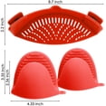 thumbnail image 3 of Silicon sieve to clip on, heat-resistant drip filter for colander and sieve snaps on bowls, pots and pans, with 2 silicone gloves, 3 of 8
