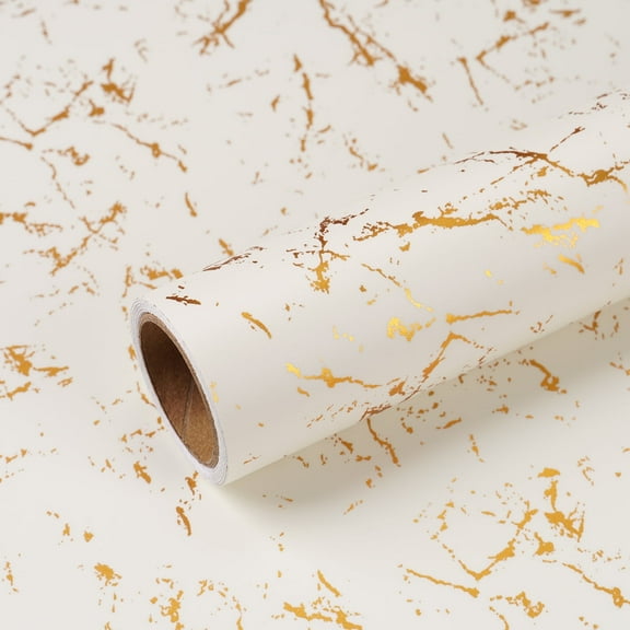 VEELIKE Beige Gold Countertop Contact Paper Waterproof White Marble Contact Paper Peel and Stick Countertops for Kitchen 15.7''x118'' Self Adhesive Wall Paper for Walls Cabinets
