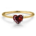thumbnail image 3 of Gem Stone King 14K Two Tone Gold Red Zirconia Solitaire Engagement Ring for Women | 0.44 Cttw | Heart Shape 5MM | Gemstone Birthstone | Size 7, 3 of 6