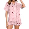 thumbnail image 1 of Conjunto de Verano para las Mujeres Día de San Valentín Amor Impreso Cuello de Manga Corta con Pantalones Cortos, Poliéster Ligero para el Uso Informal, 1 of 9