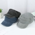 thumbnail image 4 of Big Head Man Large Size Pure Cotton Army Flat Cap Outdoors Baseball Cap Summer Polyester Plus Size Military Hat navy blue, 4 of 6