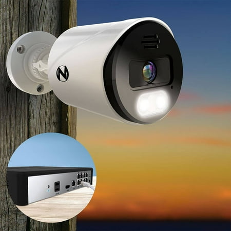 Night Owl - 8-Channel, 6-camera Indoor/Outdoor Wired 4K Ultra HD 2TB NVR Spotlight Surveillance System - White
