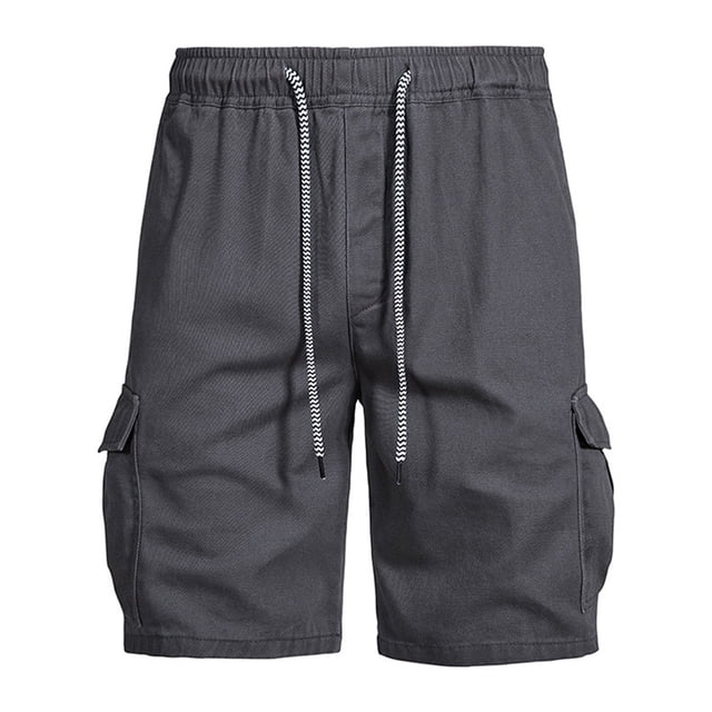 Tungbrin Mens Cargo Shorts Classic Drawstring Elastic Waist Stretch Cotton Shorts Summer Work Shorts with Multi Pockets