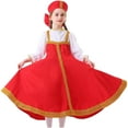thumbnail image 2 of Odeerbi Toddler Girls Oktoberfest Stage Performance Dress Two Pieces Skirt Set Children's Russian Ukrainian Parent Child Sports Games Dress Up Skirt Set Red, 2 of 6