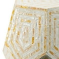 thumbnail image 3 of 18x18x21" Hexagonal Capes Capiz Stool, Cream/Yellow, 3 of 9