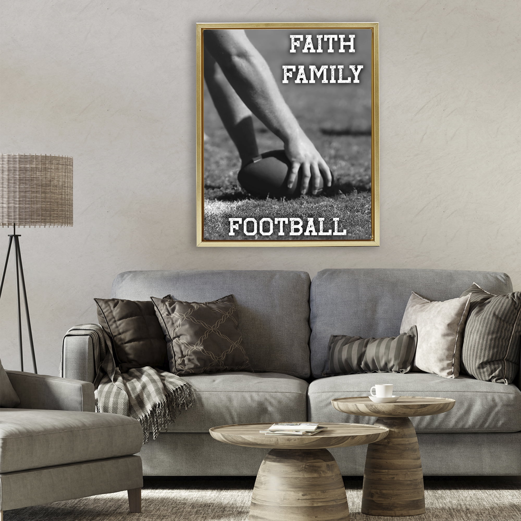 Stupell Industries Faith Family Football Hike Gold Framed Floater Canvas Wall Art, design by Marcus Prime