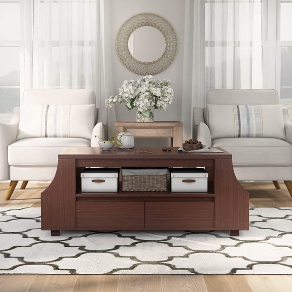 Basa Multi-Storage Wood Coffee Table, Walnut