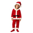 thumbnail image 5 of Kids Red Velvet Christmas Set Long Sleeve Round Neck Joyful Celebration Holiday Outfit for Boys and Girls, 5 of 8