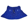 thumbnail image 6 of qolati Women Crochet Beach Mini Skirt Swim Bikini Cover Up Skirt Tie Front High Waist Knit Swimsuit Bathing Suit Coverup Trendy Beach Skirts Blue S, 6 of 6