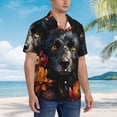 thumbnail image 5 of Daiia Colorful Floral Black Dog Hawaiian Shirt for Men Gentle Cotton Regular Short Sleeve Casual-XX-Large, 5 of 9