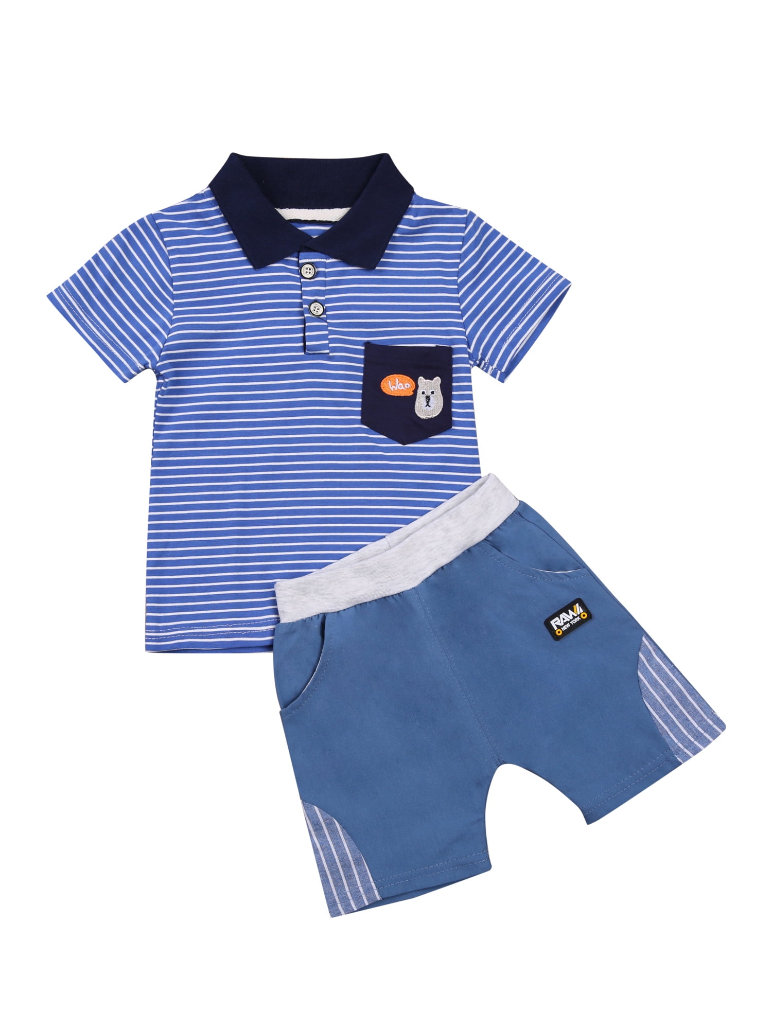 Xingqing - Baby Boy Striped Shirt,Short 