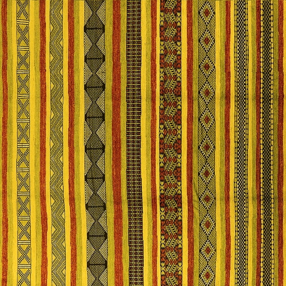 Ahgly Company Machine Washable Indoor Square Solid Yellow Modern Area Rugs, 6' Square