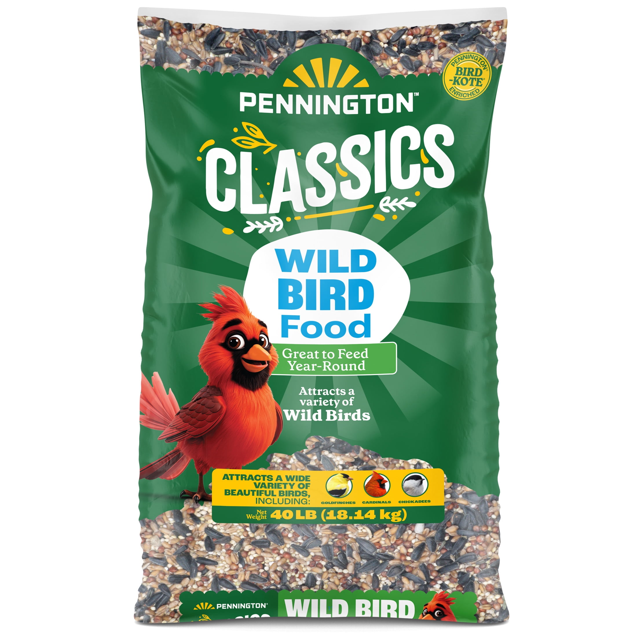 Pennington Classic Wild Bird Feed and Seed, 40 lb. Bag, Dry, 1 Pack