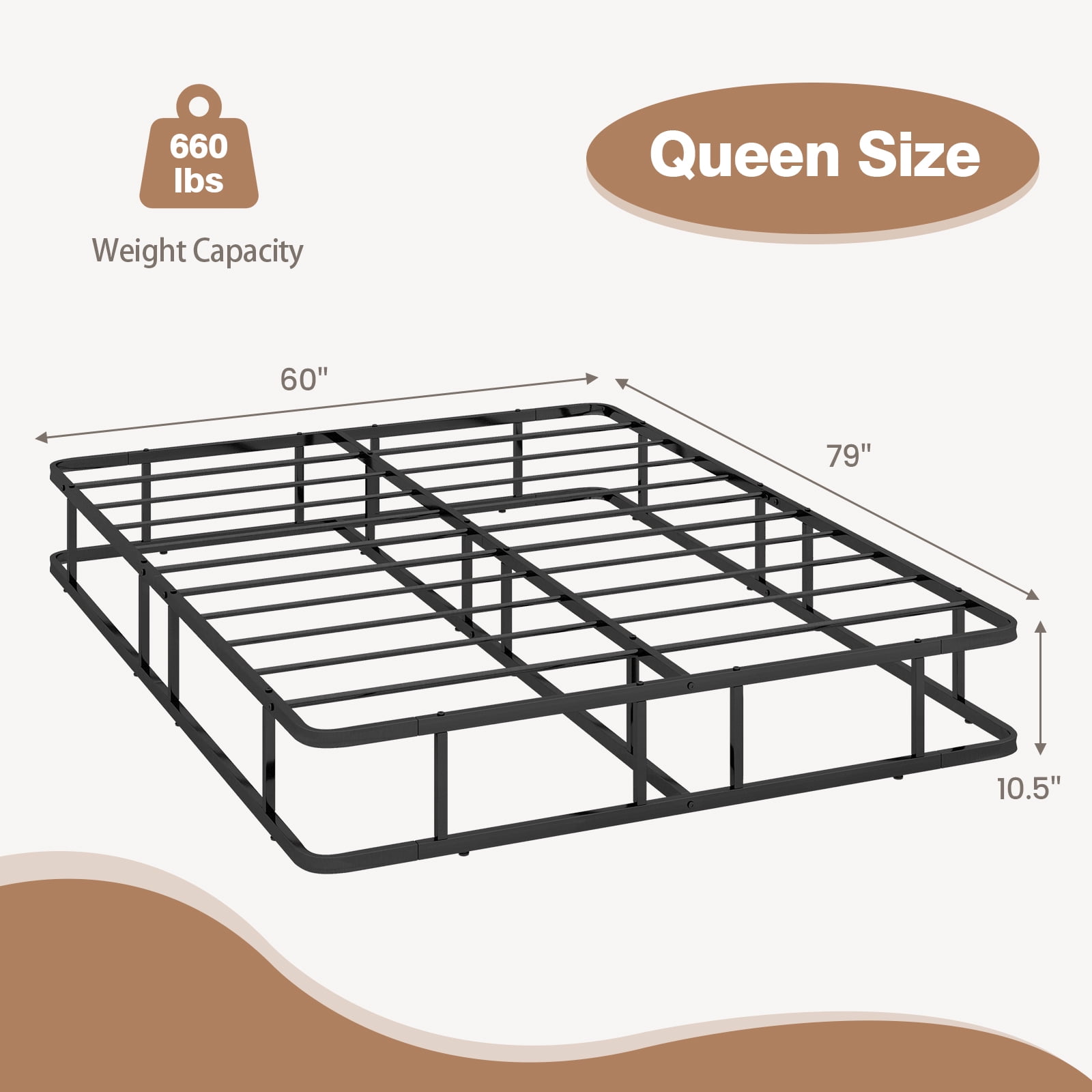 Giantex Queen Size Bed Frame, Metal Platform w/Heavy Duty Steel Slat Support, Mattress Foundation, No Box Spring Needed, Easy Assembly
