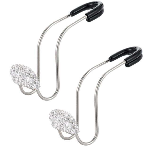 2 ganchos para reposacabezas de coche (plateados), accesorios brillantes para coche, colgador de metal para reposacabezas del asiento trasero de General Motors, utilizado para bolsos, carteras, ropa y