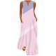 thumbnail image 2 of ICHUANYI Clearance Women's Fashion Sexy Vintage V Neck Sleeveless Pocket Printed Beach Party Dresses(Pink, L) ICHUANYI WER2023081401238, 2 of 5