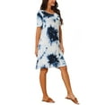 thumbnail image 4 of INSPIRE CHIC Vestido de T-Shirt de Manga Corta Suelto y Suave con Cuello Redondo y Bolsillos para Mujeres Color Azul Oscuro L, 4 of 6