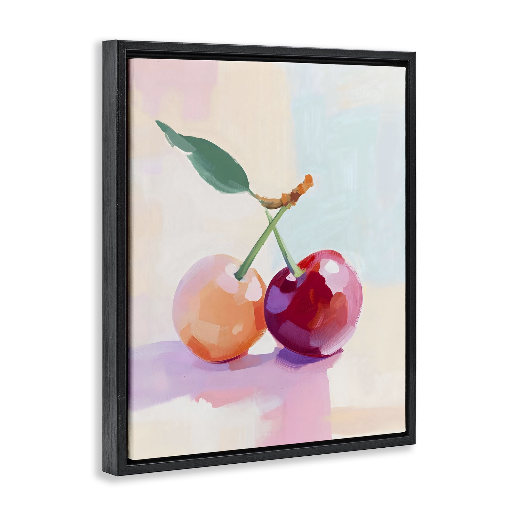Stupell Industries Pastel Cherries Pair Black Framed Floater Canvas Wall Art, design by The Prints Vibe