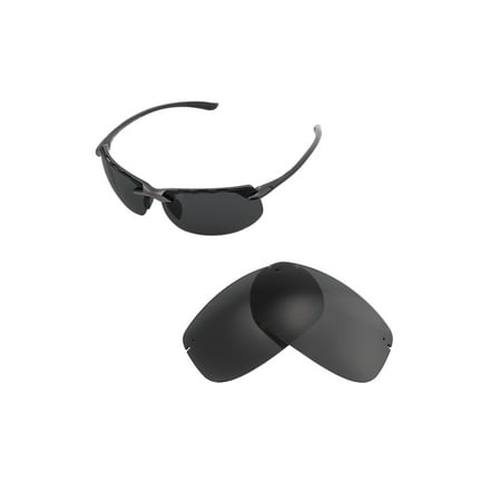 Walleva Black Polarized Replacement Lenses for Maui Jim Banyans Sunglasses