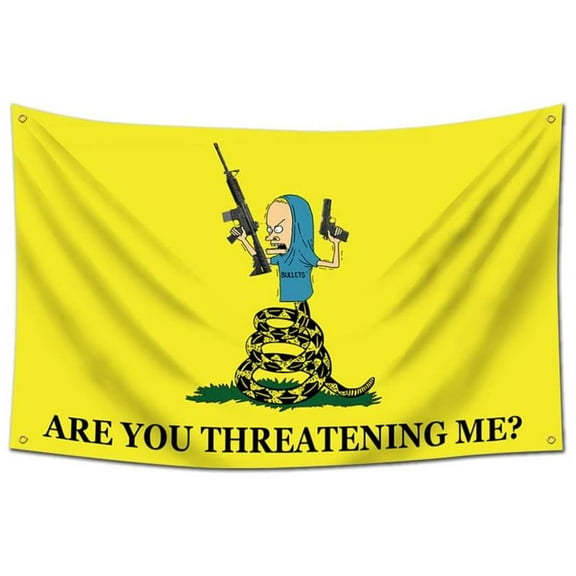 Gadsden Are You Threatening Me Flag Funny Banner Uv Resistance Fading Durable Man Cave Wall Banner For College Dorm Room Decor Tapestries