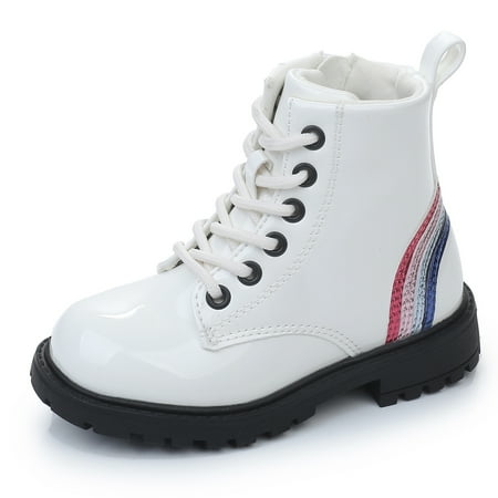 

Blikcon Kids Girls Glitter Ankle Boots Lace Up Waterproof Combat Boots with Side Zipper (Toddler/Little Kid)