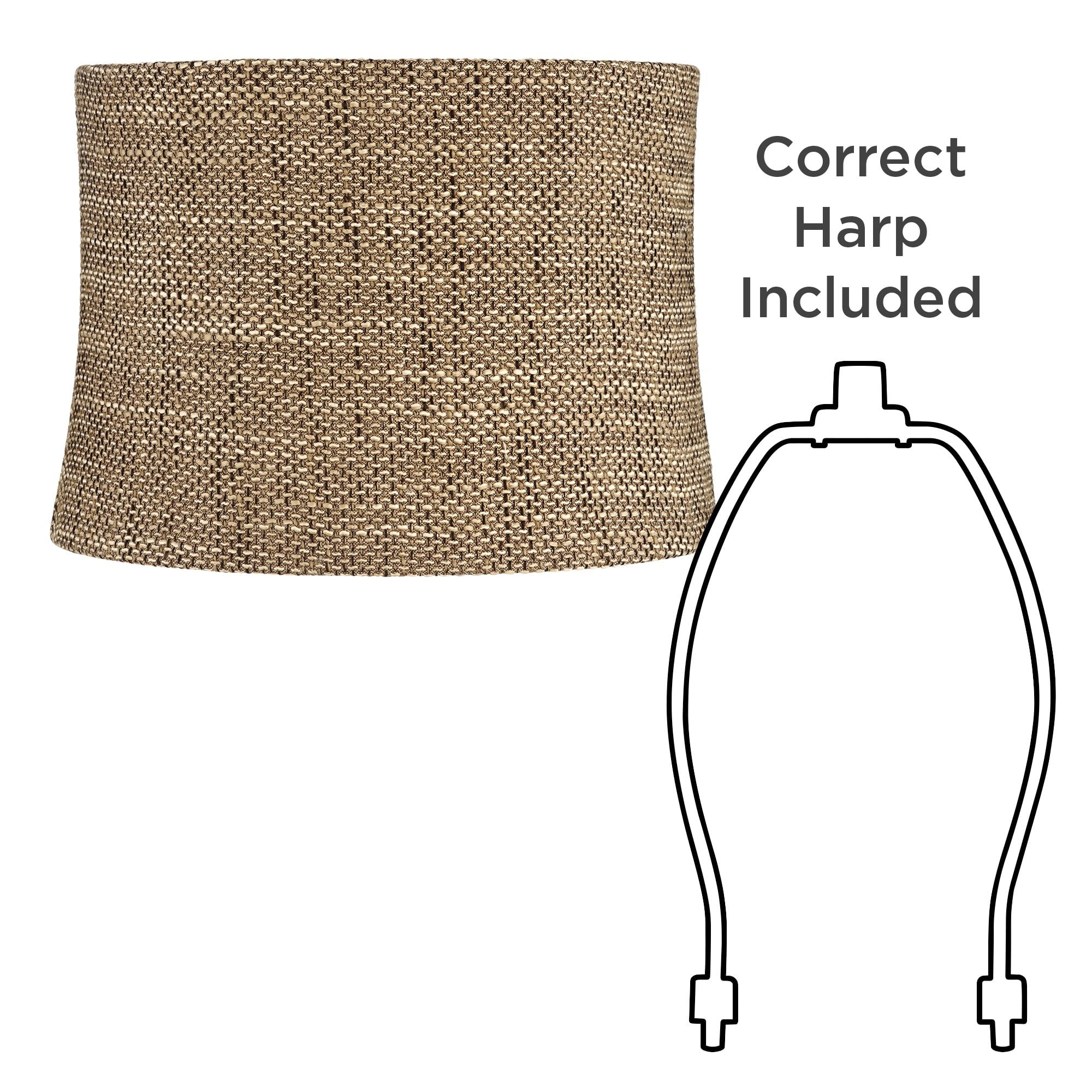 Springcrest Set of 2 Drum Lamp Shades Charcoal Brown Medium 13" Top x 14" Bottom x 10" High Spider Replacement Harp Finial Fitting