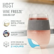 Host Plastic Double Wall Insulated Wine Freeze Cup Set - Wine Glass, 8.5 oz Grey