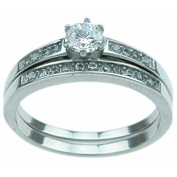 Sterling Couture ssr7008 4.5 mm Stainless Steel Wedding Ring Set - Size 5