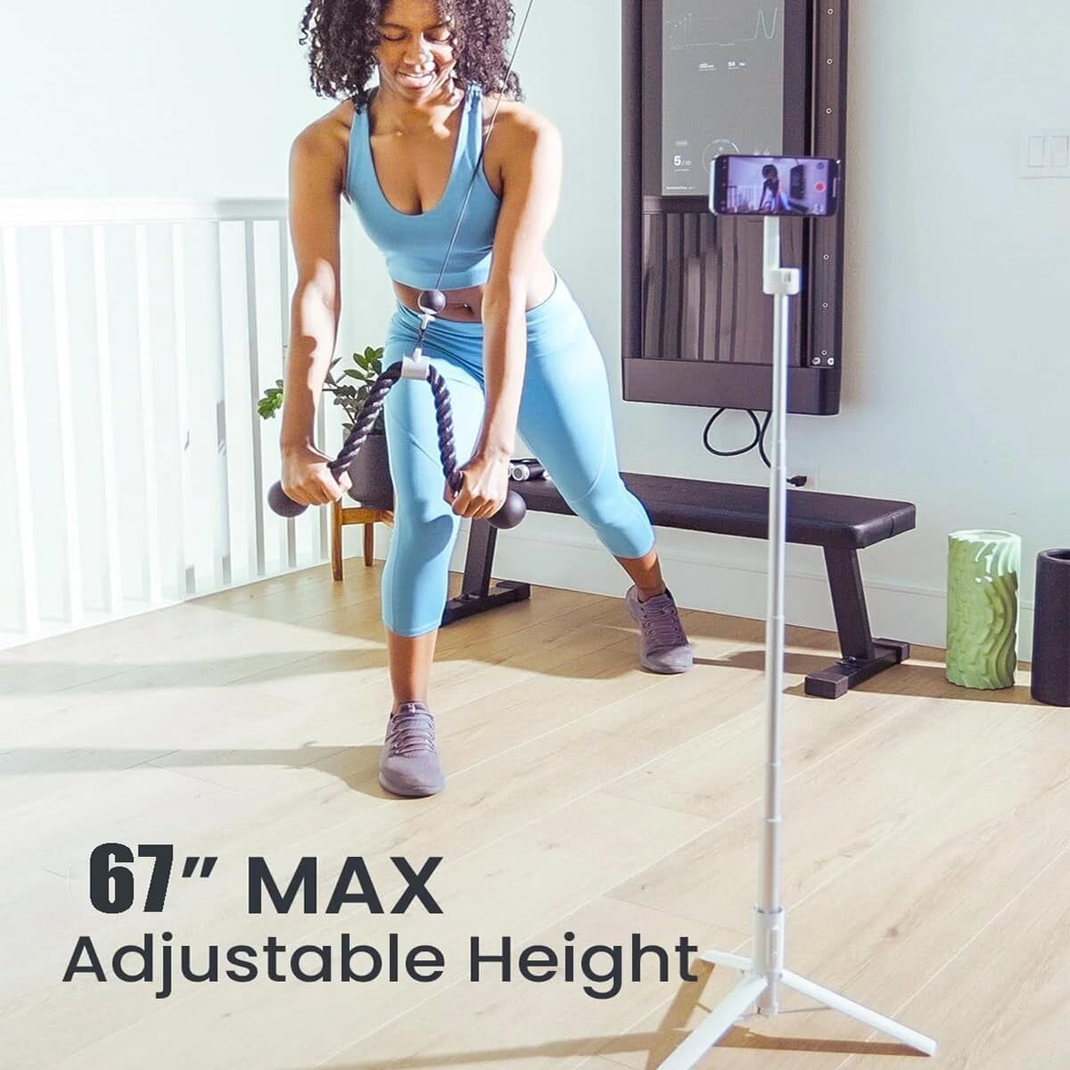 Horizum Magnetic Phone Tripod with Light, 51''/63'' Extendable Portable Selfie Stick with Wireless Remote for iPhone, 360° Rotation Phone Stand for Video Recording/Vlogging (Black,51'')