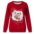 thumbnail image 4 of Sudadera para mujer Sudaderas con cuello redondo Primavera Otoño Manga larga Estampado de Navidad Suéter Top Odeerbi ODB-5, 4 of 5