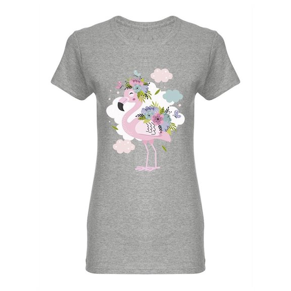 Beautiful Pink Flamingo Design Shaped T-Shirt Women -Image by Shutterstock, Female Small