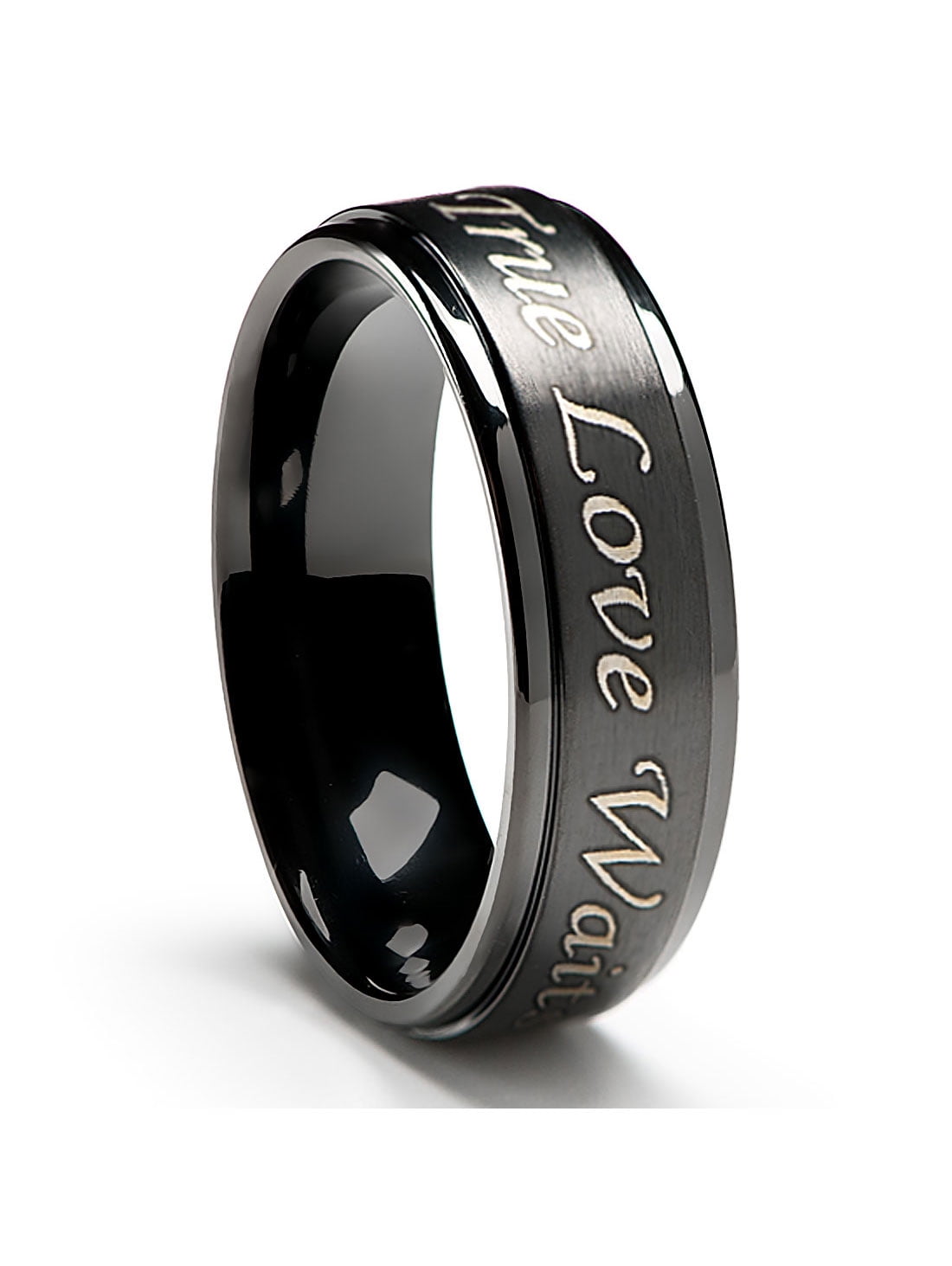 Fashion Month Women 4.5mm Stainless Steel Roman Numerals Black Ring Grooved Matte Finish Center Engagement Wedding Band Fashion Month Women 4.5mm Stainless Steel Roman Numerals Black Ring Grooved Matte Finish Center Engagement Wedding Band
