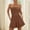 Brown, variant on Sakmal Sleeveless Womens Rompers for Summer Boat Neck Ruffle Strapless Brown Short Jumpsuits Solid Rompers with Pockets