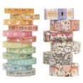 thumbnail image 1 of Conjunto de cintas Washi de dibujos animados Kawaii, 18 rollos de cintas adhesivas decorativas con adorno dorado de animales finos Hs, 1 of 4