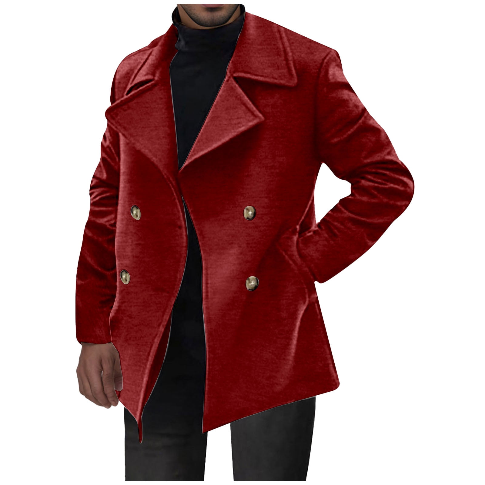 EOYWHK Fleece Jackets for Men Trench Coat Casual Solid Color