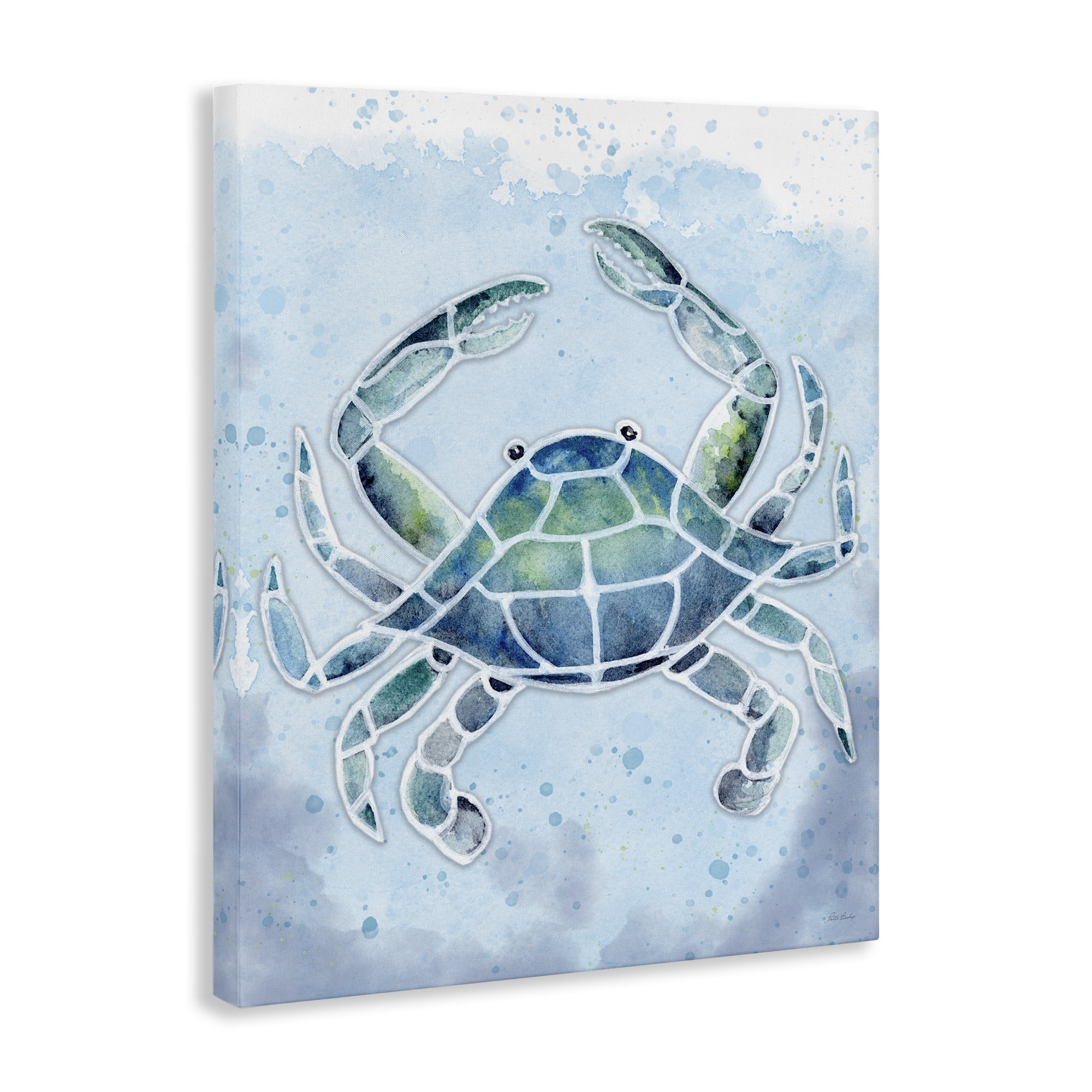 Stupell Industries Stained Glass Crab Nautical & Beach Painting Wrapped Canvas Art Print Wall Art, 36 x 48