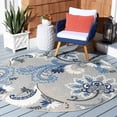thumbnail image 3 of SAFAVIEH Cabana Lowell Floral Indoor/Outdoor Area Rug, Grey/Blue, 6'7" x 6'7" Round, 3 of 14