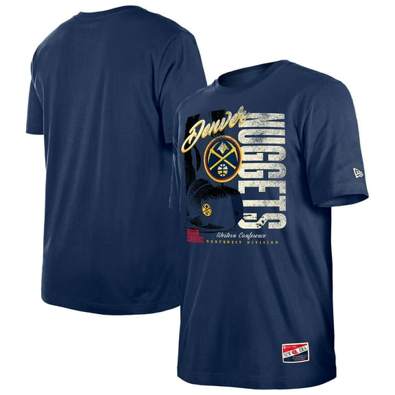 Men's-New Era  Navy Denver Nuggets Distressed Throwback Vintage Color Pack T-Shirt