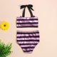 thumbnail image 2 of Conjunto de Bikini para niña bebé, traje de baño de rayas brillantes, Tops Halter para niños, pantalones cortos de cintura alta, traje de baño, ropa de playa, 12-18 meses, rosa Feliz Sencillez, 2 of 4