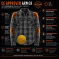 thumbnail image 4 of Milwaukee Leather Men's Hooded Flannel Motorcycle Shirt w/ CE Approved Armor - Reinforced w/ Aramid Fibers 3X-Large, 4 of 14