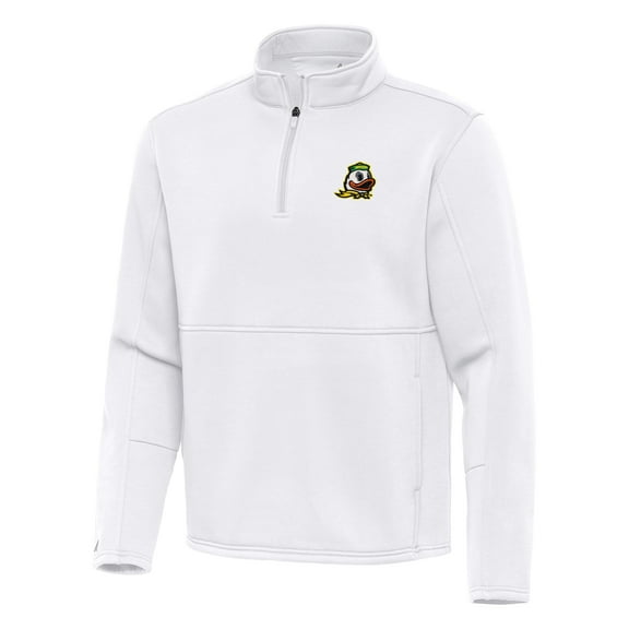 Men's Antigua White Oregon Ducks Twist Quarter-Zip Pullover Jacket