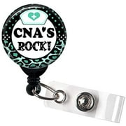 CNA's Rock Leopard Print - Retractable Badge Reel with Swivel Clip and Extra-Long 34 inch Cord - Badge Holder