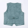 thumbnail image 3 of Tiijoy Toddler Boys Retro Cowboy Vest Suede Leather V Neck Button Down Waistcoat Sleeveless Top, 3 of 4
