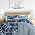 thumbnail image 3 of Noble Linens 2-Piece Navy Daisy Medallion Reversible Print Comforter Set, Twin/TwinXL, 3 of 13