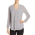 thumbnail image 1 of Foxcroft Women’s Ashleigh Chiffon Ruffle Front Blouses Top, Slate, 6, 1 of 2