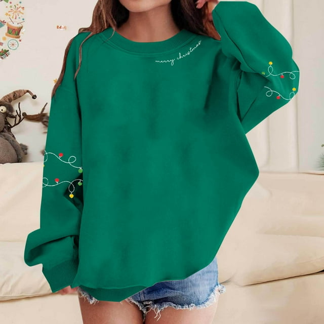 Cowsor Chandail en Molleton Surdimensionné pour Femmes Col Rond Manches Longues Mode Décontractée Chandail Automne