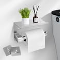 thumbnail image 1 of Porta Rollos Papel de Baño, Acero Inoxidable 304 con Estante para Teléfono, Instalación sin Taladro, Soporte Ideal - Plata, 1 of 6