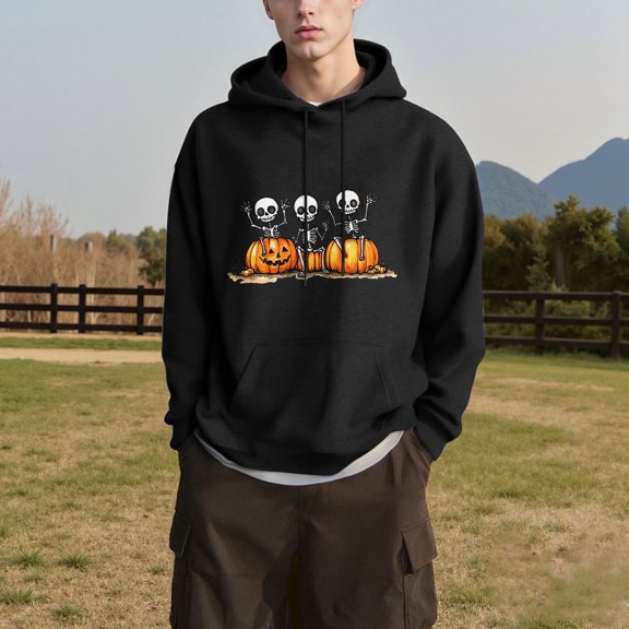 Frostluinai Holloween Hoodies for Women and Men Long Sleeve Casual Pullover Tops Cute Pumpkin Graphic Sweat Shirts with Pocket