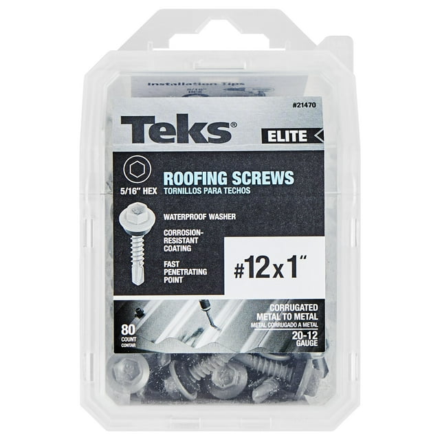Tornillos para techos ITW BRANDS Teks 21470 #12 x 1» HEX 80 CT